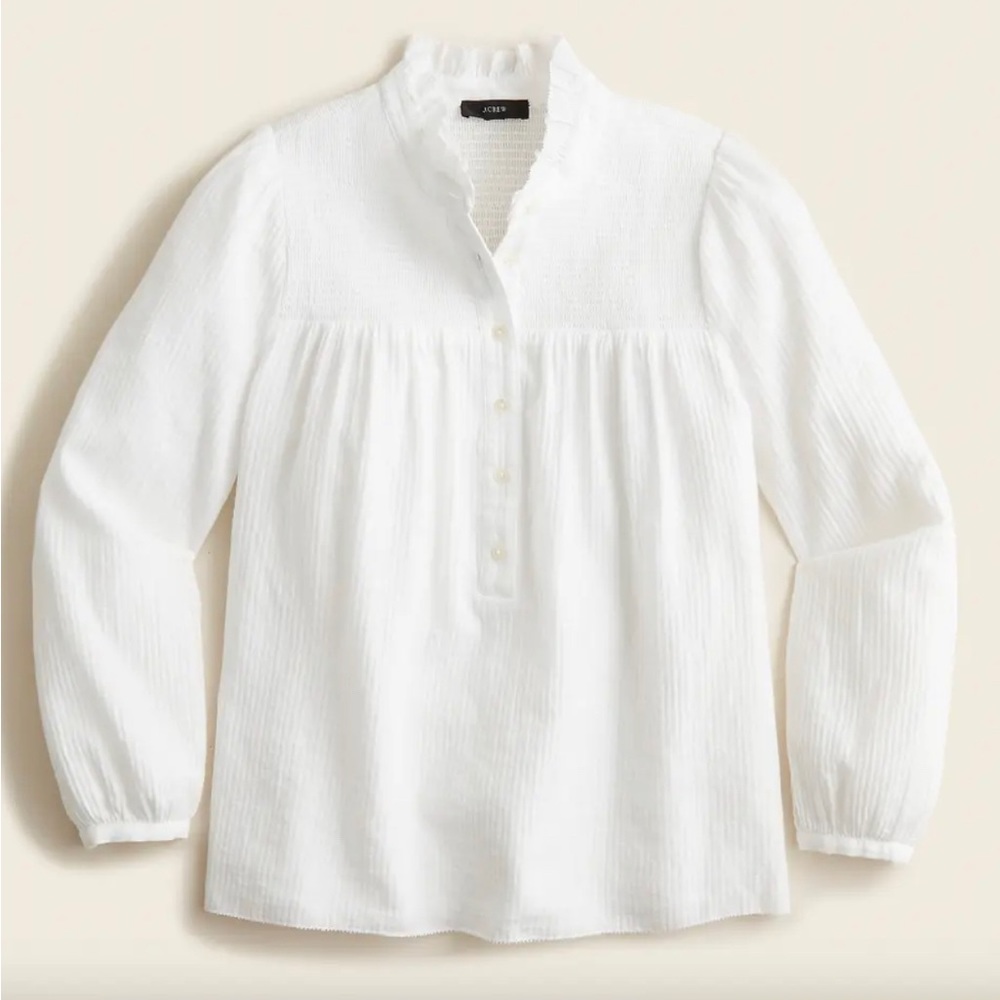 J.Crew Long Sleeve Gauze Garden Top - Size XS - White